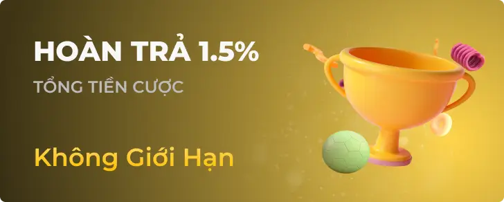 Chương trình hoàn trả 1.5% không giới hạn tại BetVND